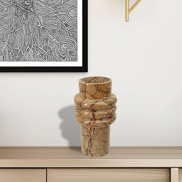Vase de table en marbre brun cylindrique Hivvago 3