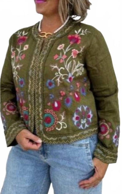 Johnny Was Gloria Bolero Jacket Green Small 2
