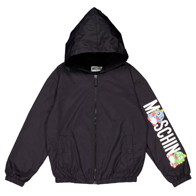 Moschino Boys Logo-Print Veste à Fermeture Éclair Noire 6+ Ans 2