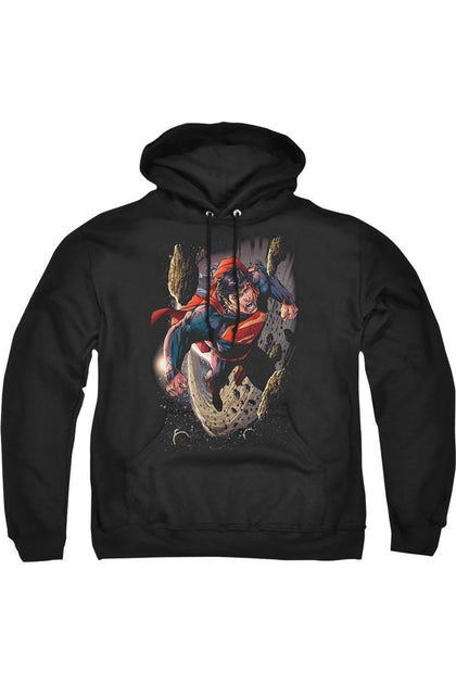 Gildan Superman Orbit Adult Hooded Sweatshirt Black Large 2