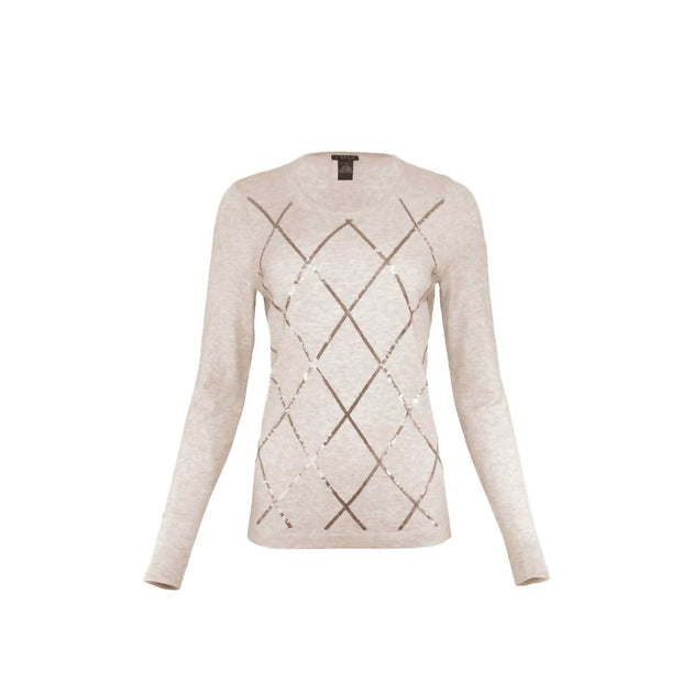 J'Envie Eli Mayfair Argyle Sweater White Medium 3
