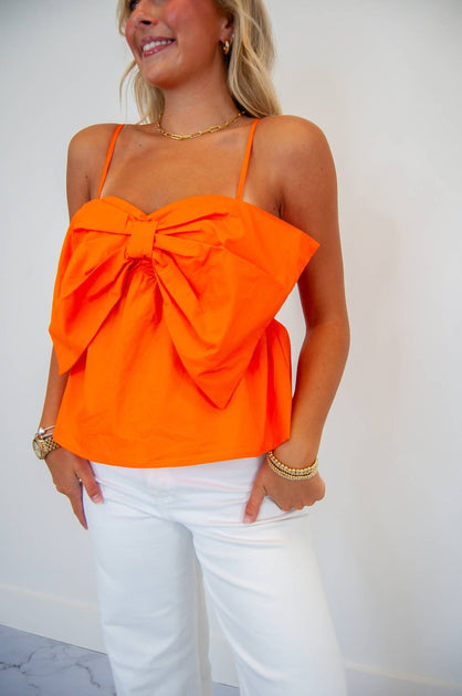 Timing Front Bow Coquette Top Orange Large 2