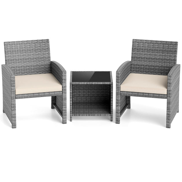 Hivvago 3 Pieces Patio Furniture Set Grey 6