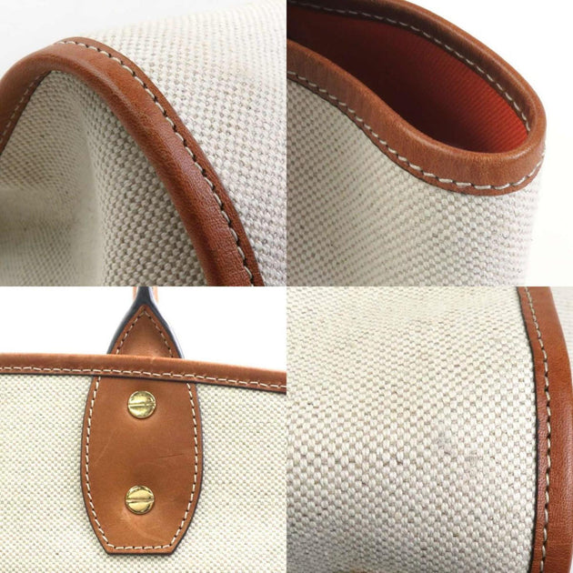 Salvatore Ferragamo Canvas Leather Handbag Ivory Small 4