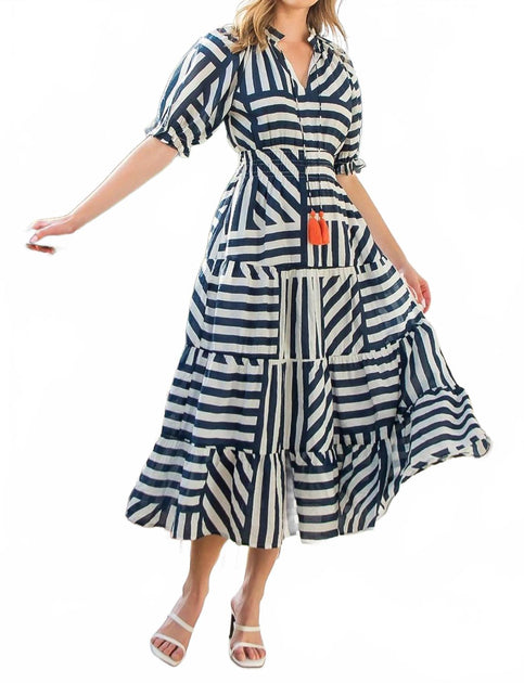 Tidepool Stripe Midi Dress
