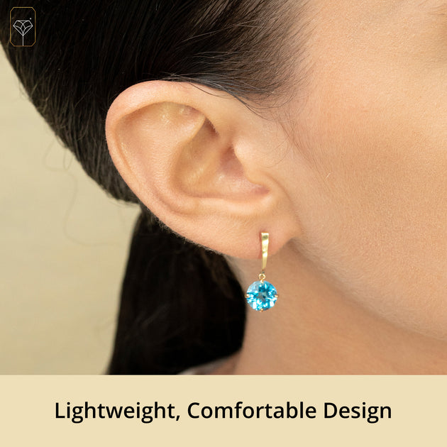 MaxColor Solitaire Drop Earrings Yellow Gold Orange 8mm 4