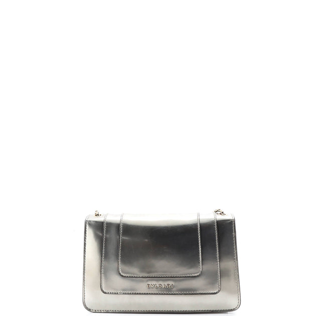 Bvlgari Serpenti Forever Shoulder Bag Metallic Leather Small Silver 4
