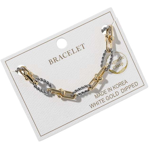 FASHNZFAB Chunky Chain Link Magnetic Bracelet Gold 4