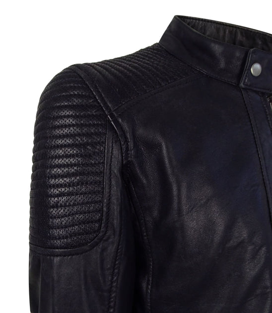 TruClothing Nehru Waschlederjacke Navy Medium 4