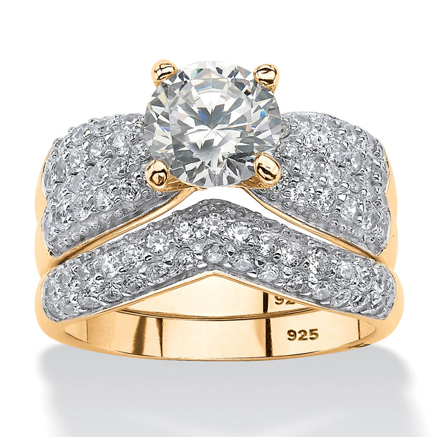 Palm 3.21 TCW Round CZ Bridal Set Silver US 8 2
