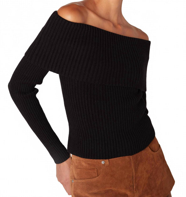 BLANKNYC Off The Shoulder Knit Top Black XS 3