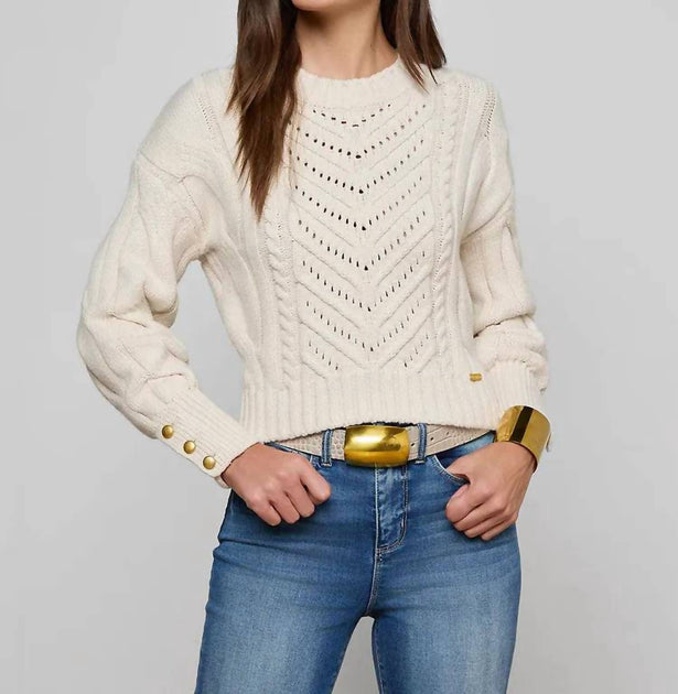 L'Agence Storm Sweater Ivory/Gold Small 2