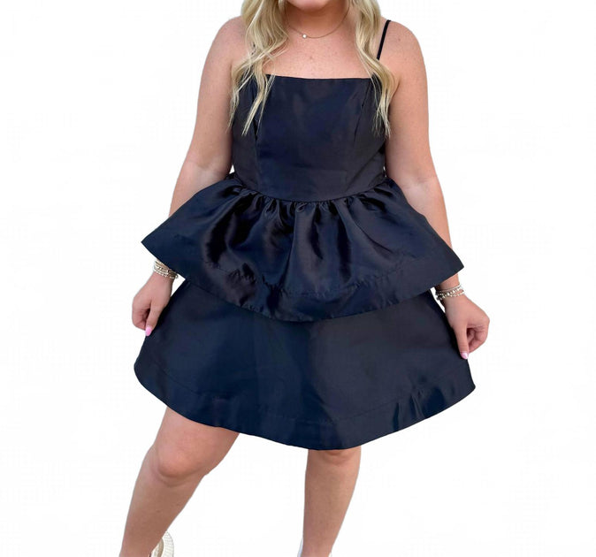 B.right Karli Tiered Ruffle Bubble Mini Dress Black Small 4