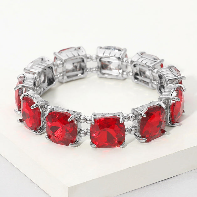 FASHNZFAB Square Stone Stretch Evening Bracelet Multi One Size 9