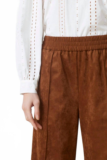 Suncoo Johan Wide Leg Vegan Suede Pants Brown Medium 3