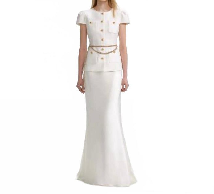 Robe Maxi Self-Portrait Taffeta Chain Belt Blanche US 2 2