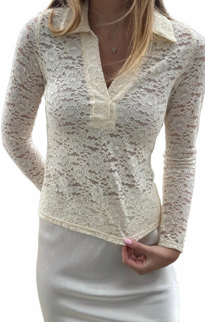 Red Haute Dahlia Lace Top White Medium 2