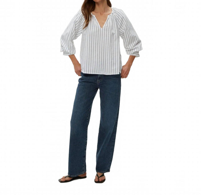 Michael Stars Cleo Notch Blouse White S 4