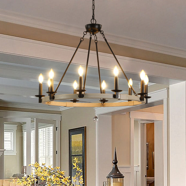 Streamdale 10-Light Candle Chandelier Black 3