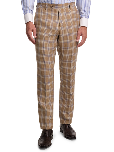 Paul Fredrick Wool Plaid Flat Front Suit Pant Brown US 40 3