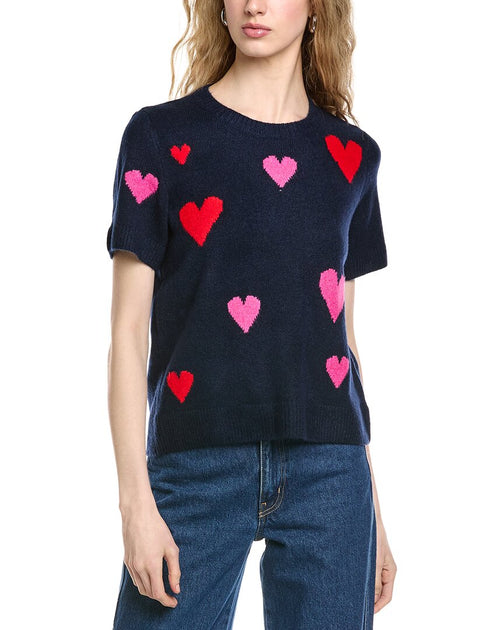CeCe All Over Heart Sweater Navy XLarge 2