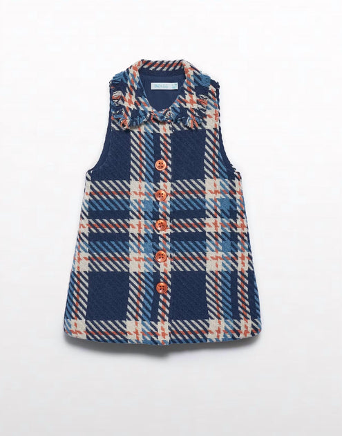 Abel & Lula Girl's Check Pinafore Dress Blue US 6 2