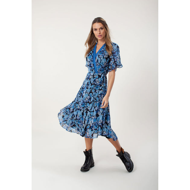 HALE BOB Leigh Wrap Dress Blue XS 2