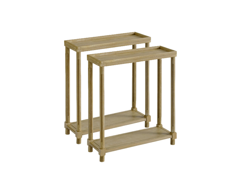 Hivvago End Table Set Oak Brown Wood 2
