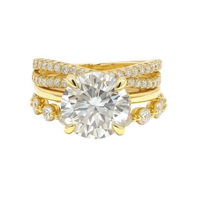 Allyanna Gifts Moissanite Ring Set Silver US 8 2