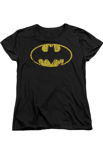Gildan Batman Classic Logo Distressed T-Shirt Black Medium 2