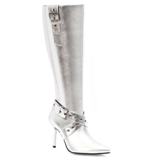 Andrea Knee High Boots Stiletto Heel Silver US 6 2
