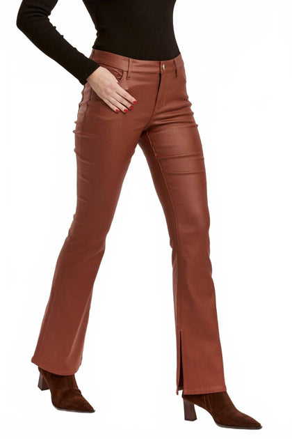 Dear John Denim Jaxtyn Bootcut Leather Jeans Brown 25 3