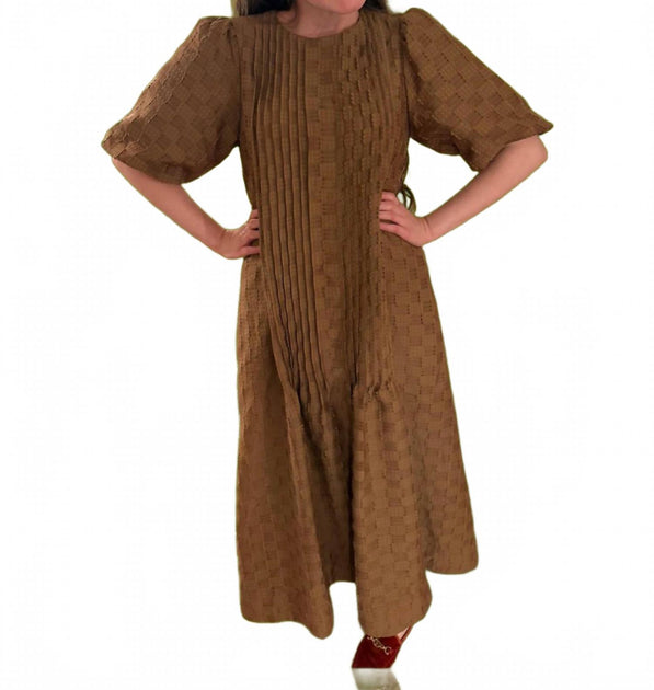 merci Speck Textured Midi Dress Brown Large 4