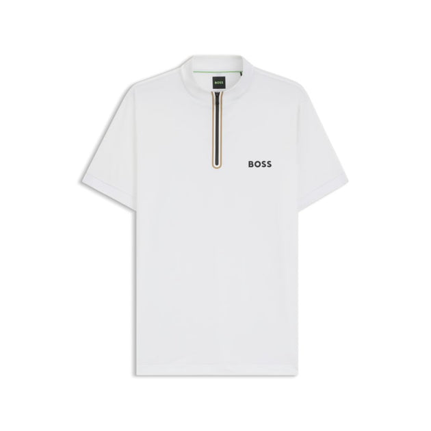 Boss Active Zip-Neck T-Shirt White XL 2