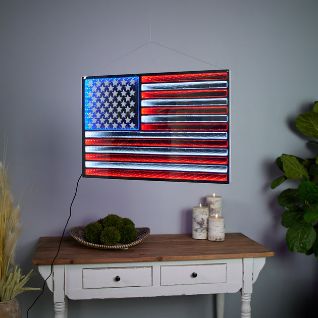 Hivvago Hanging American Flag Ekko Light Display Red/White/Blue 23in 3
