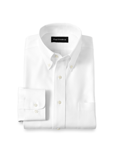 Paul Fredrick Herringbone Dress Shirt White US 17.5 37/38 2