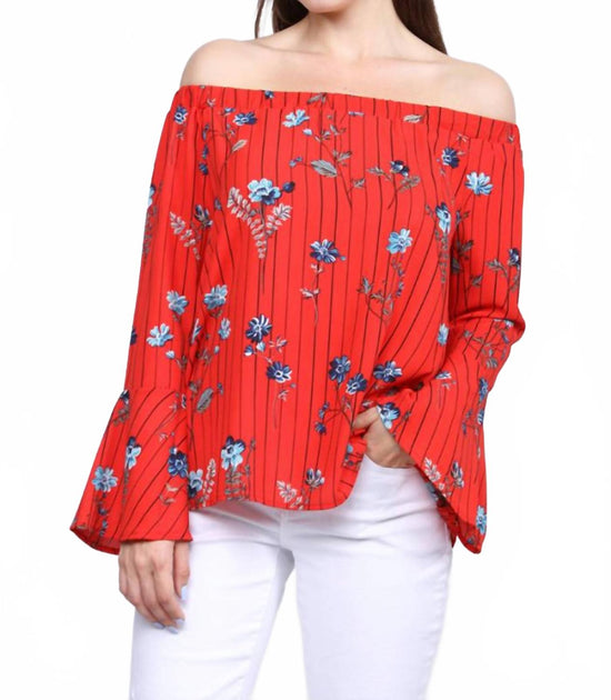 Collective Rack Schulterfreies Top mit Blumenmuster Rot Medium 2