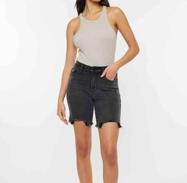 KanCan Dolly High Rise Bermuda Short Grey 27 2
