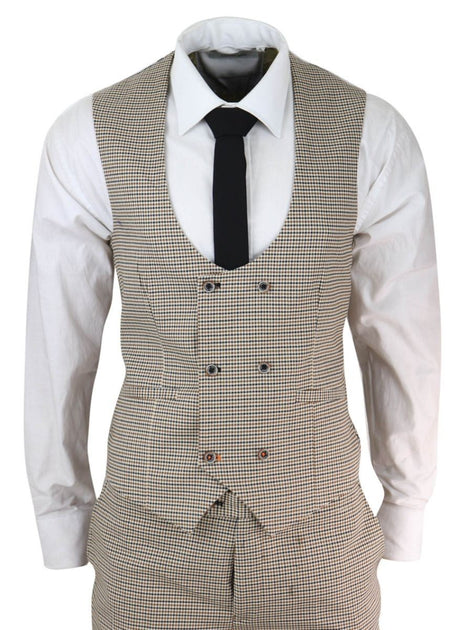 Oliver Tweed Men 3 Piece Suit Beige Check US 48 Regular 4