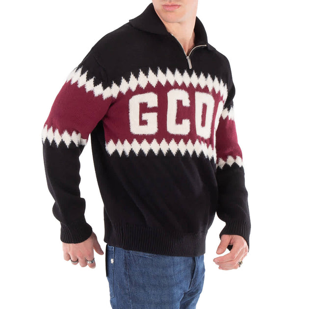 Pull Polo à Motifs Argyle GCDS Noir Medium 3