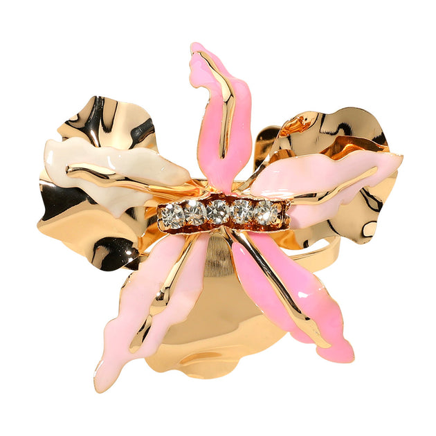 FASHNZFAB Floral Accent Cuff Bracelet Gold One Size 4