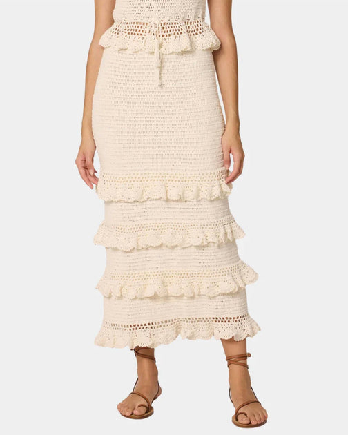 Cleobella Serena Crochet Ankle Skirt Beige Large 2