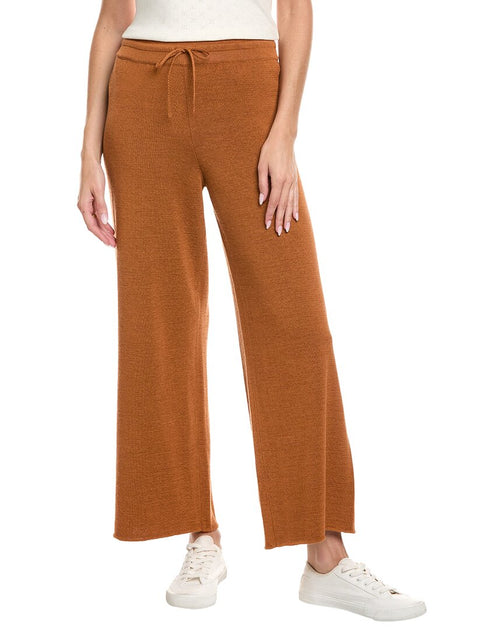 Lafayette 148 New York Pantalon Large Pull-On Maille Double Marron Large 2