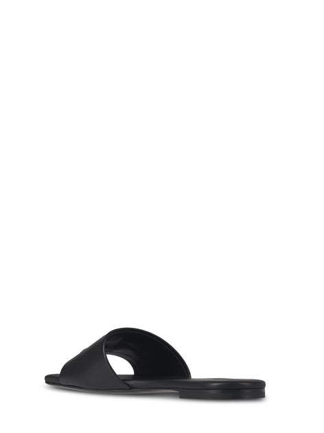 サンダル・ミュール Courreges Black Leather Sandals With Wide Strap Design Courrèges Black Leather Sandals With Wide Strap Design