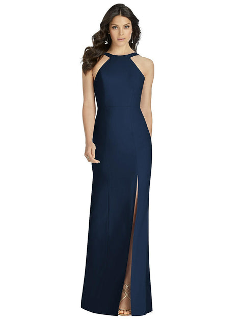 Dessy Collection Womens Evergreen Cowl Neck Trumpet Gown Size 6