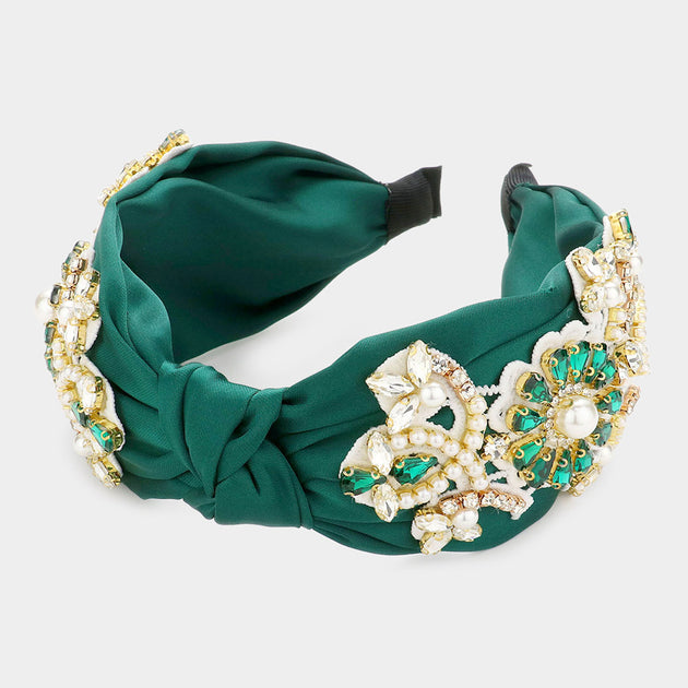 FASHNZFAB Flower Knot Headband Green 3