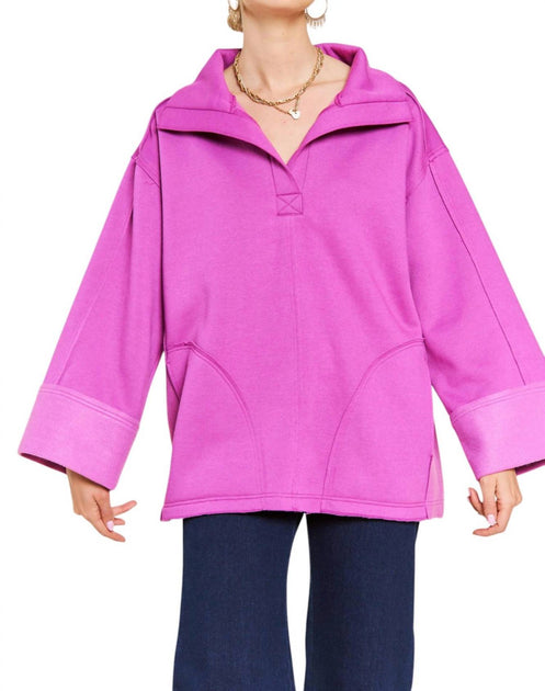 Jade by Jane Together At Last Collared Pullover Pink Plus Size 3X 3