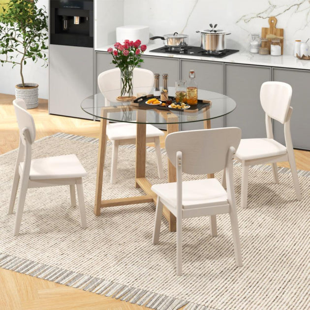 Hivvago Round Dining Table Transparent/Natural 4