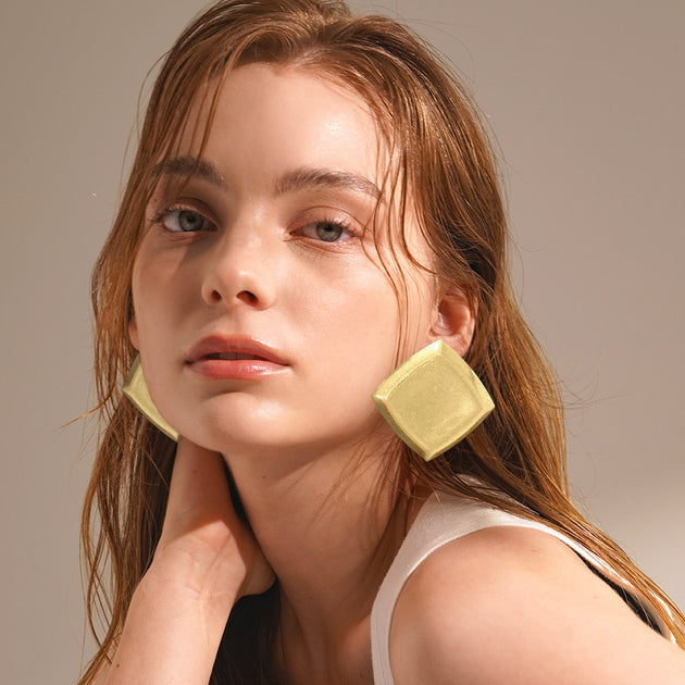 FASHNZFAB Square Statement Earrings Silver 2