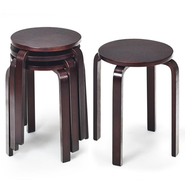 Hivvago Set of 4 Stackable Bentwood Chairs Deep Brown 2
